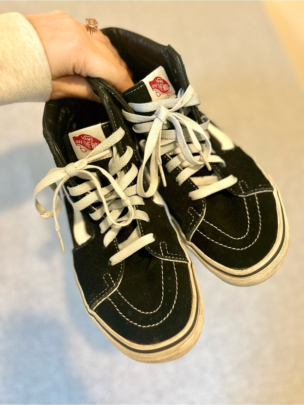 Vans Sk8-Hi Classic High Top Sneakers Men 7 Women 8.5 Black White Skate Shoes